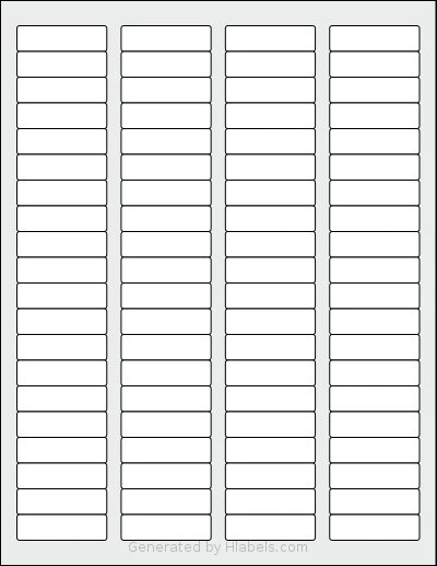 RoyalGreenMarket® RGM-80 template with 80 rectangular 1.75 x 0.5 inch labels per sheet, on Letter-size adhesive blank label sheets.
