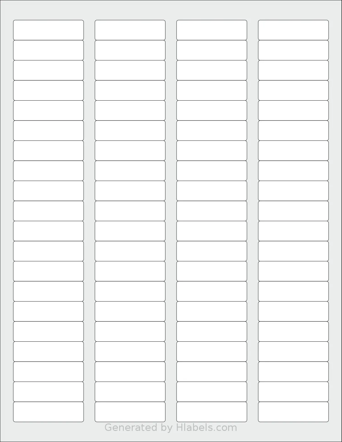RoyalGreenMarket® RGM-80 template with 80 rectangular 1.75 x 0.5 inch labels per sheet, on Letter-size adhesive blank label sheets.