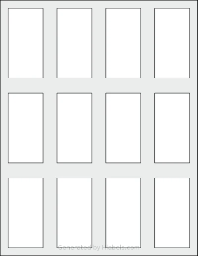 SheetLabels® L1430 template with 12 rectangular 1.5 x 3 inch labels per sheet, on Letter-size adhesive blank label sheets.