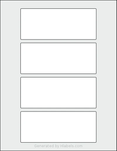 SheetLabels® SL1 template with 4 rectangular 5.5 x 2.25 inch labels per sheet, on Letter-size adhesive blank label sheets.