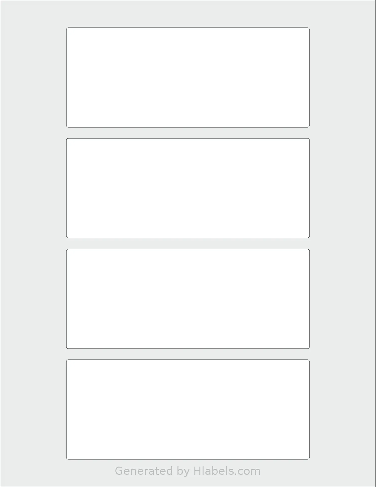 SheetLabels® SL1 template with 4 rectangular 5.5 x 2.25 inch labels per sheet, on Letter-size adhesive blank label sheets.