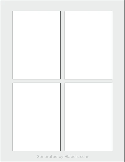 SheetLabels® SL1003 template with 4 rectangular 3.25 x 4.625 inch labels per sheet, on Letter-size adhesive blank label sheets.