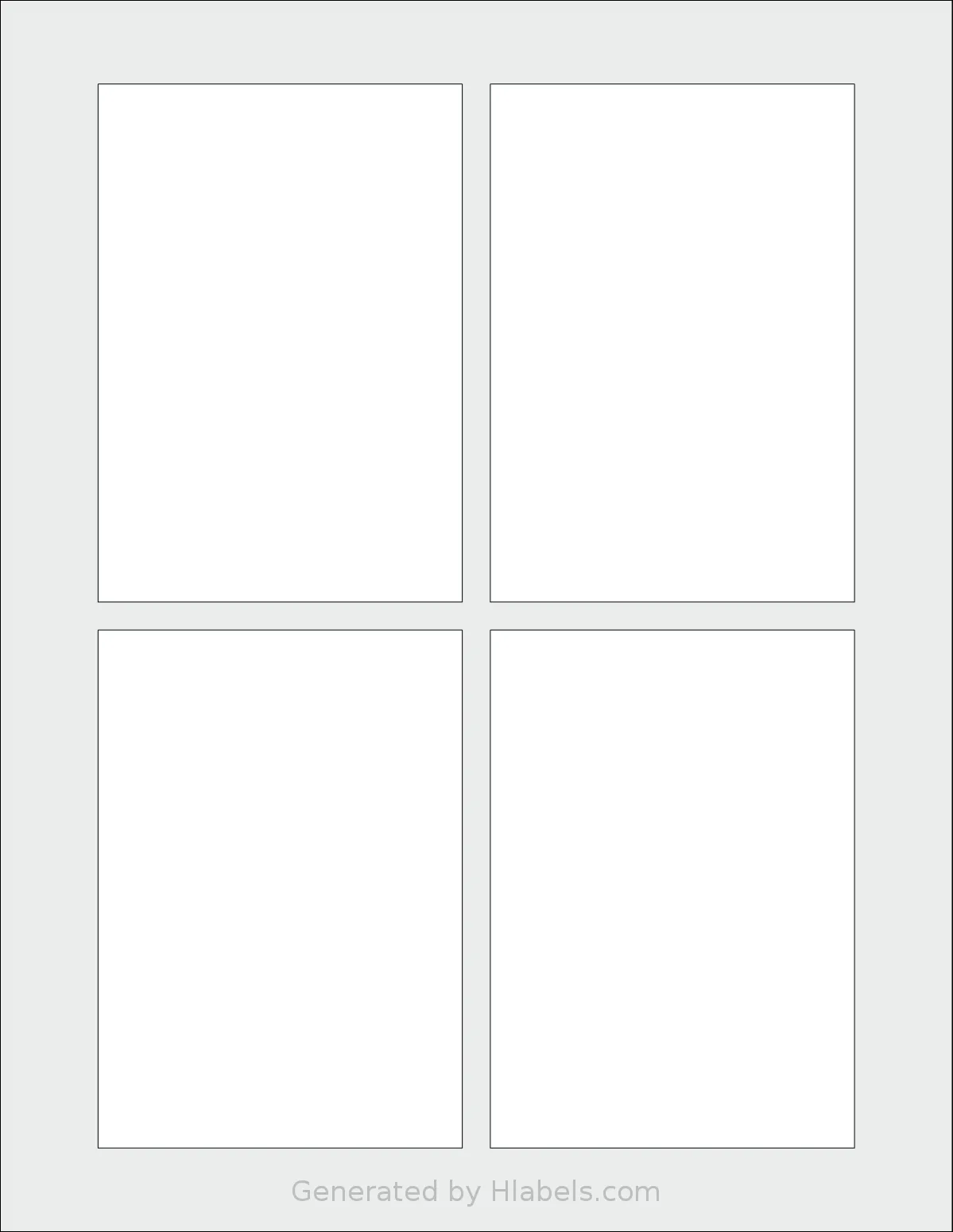 SheetLabels® SL1003 template with 4 rectangular 3.25 x 4.625 inch labels per sheet, on Letter-size adhesive blank label sheets.