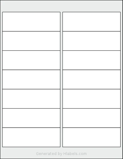 SheetLabels® SL101 template with 14 rectangular 4 x 1.3333 inch labels per sheet, on Letter-size adhesive blank label sheets.