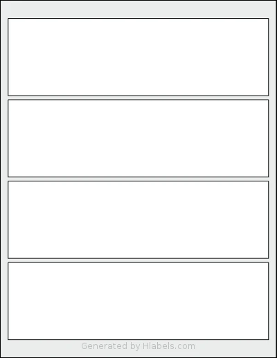 SheetLabels® SL1020 template with 4 rectangular 8 x 2.375 inch labels per sheet, on Letter-size adhesive blank label sheets.