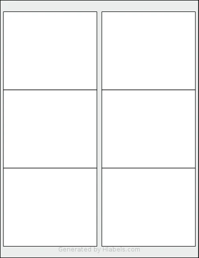 SheetLabels® SL103 template with 6 rectangular 4 x 3.3333 inch labels per sheet, on Letter-size adhesive blank label sheets.