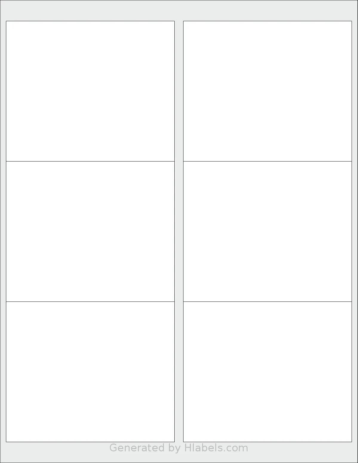 SheetLabels® SL103 template with 6 rectangular 4 x 3.3333 inch labels per sheet, on Letter-size adhesive blank label sheets.