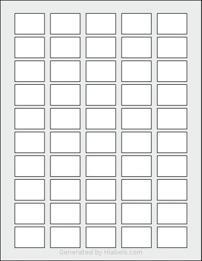 SheetLabels® SL1044 template with 50 rectangular 1.25 x 0.875 inch labels per sheet, on Letter-size adhesive blank label sheets.