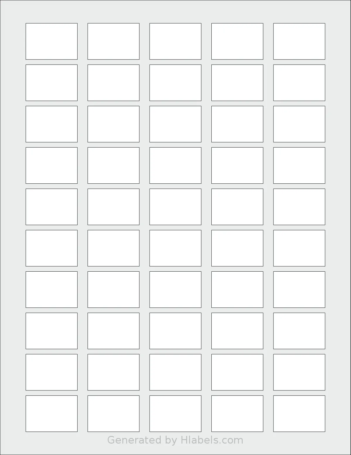 SheetLabels® SL1044 template with 50 rectangular 1.25 x 0.875 inch labels per sheet, on Letter-size adhesive blank label sheets.