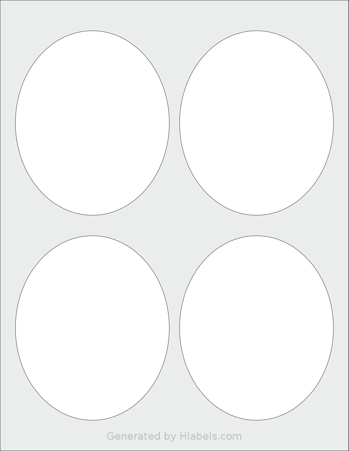 SheetLabels® SL1049 template with 4 oval 3.75 x 4.5 inch labels per sheet, on Letter-size adhesive blank label sheets.