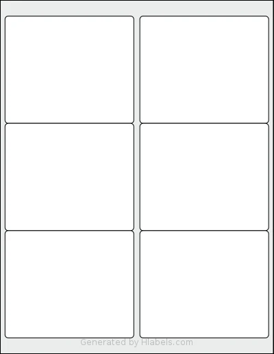 SheetLabels® SL104VP template with 6 rectangular 4 x 3.333 inch labels per sheet, on Letter-size adhesive blank label sheets.