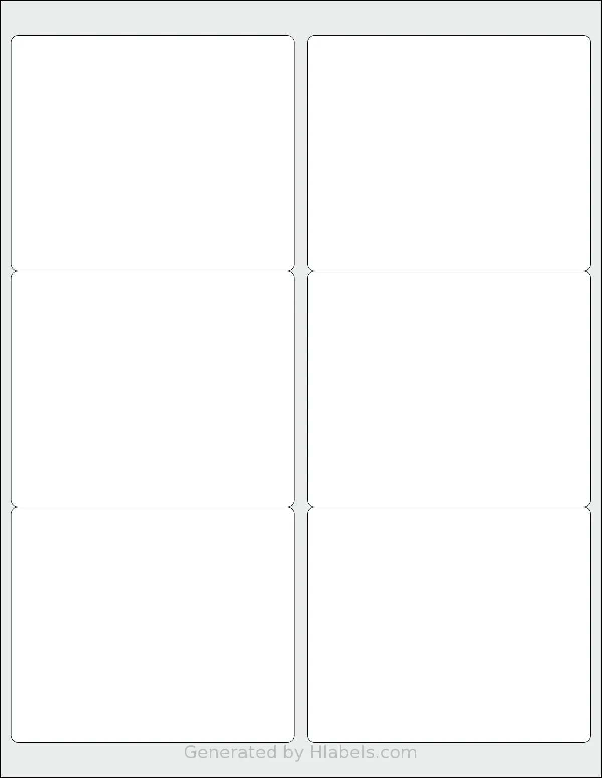 SheetLabels® SL104VP template with 6 rectangular 4 x 3.333 inch labels per sheet, on Letter-size adhesive blank label sheets.