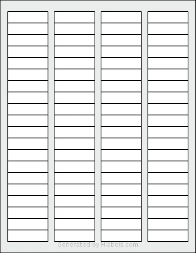 SheetLabels® SL105 template with 80 rectangular 1.75 x 0.5 inch labels per sheet, on Letter-size adhesive blank label sheets.