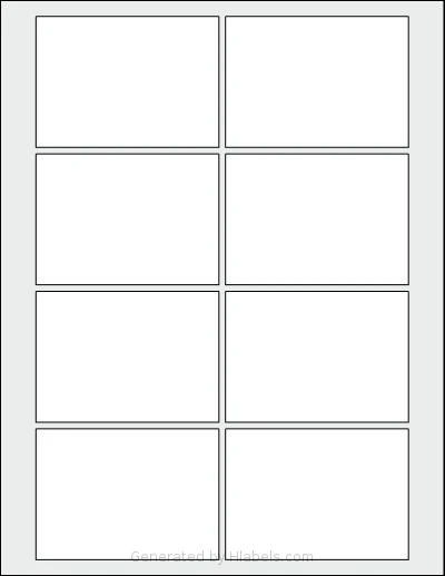 SheetLabels® SL1075 template with 8 rectangular 3.5 x 2.5 inch labels per sheet, on Letter-size adhesive blank label sheets.