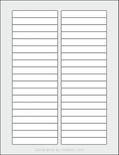 SheetLabels® SL1088 template with 38 rectangular 3.25 x 0.5 inch labels per sheet, on Letter-size adhesive blank label sheets.