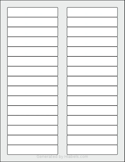 SheetLabels® SL109 template with 30 rectangular 3.4375 x 0.6562 inch labels per sheet, on Letter-size adhesive blank label sheets.
