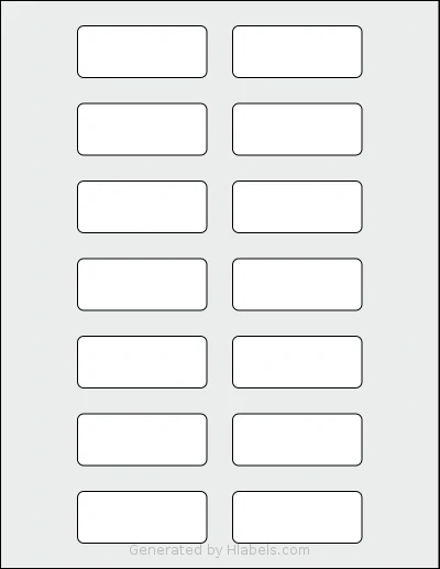 SheetLabels® SL1091 template with 14 rectangular 2.5 x 1 inch labels per sheet, on Letter-size adhesive blank label sheets.