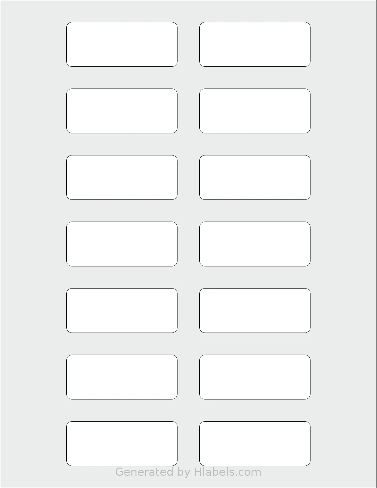 SheetLabels® SL1091 template with 14 rectangular 2.5 x 1 inch labels per sheet, on Letter-size adhesive blank label sheets.