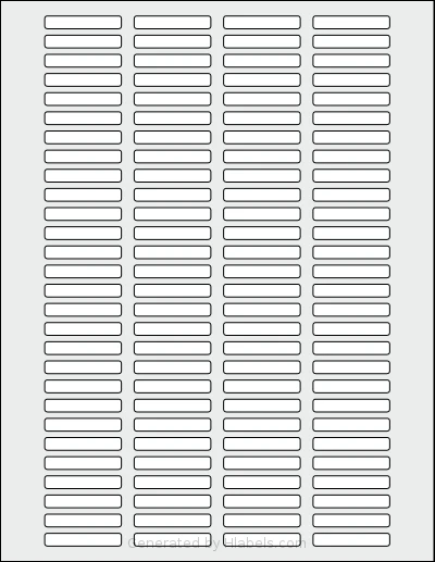SheetLabels® SL1106 template with 112 rectangular 1.5 x 0.25 inch labels per sheet, on Letter-size adhesive blank label sheets.