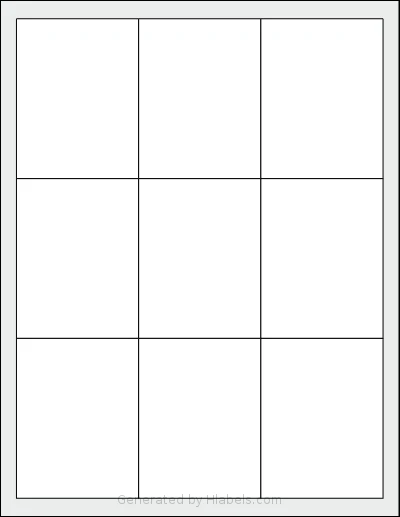 SheetLabels® SL1117 template with 9 rectangular 2.6 x 3.4 inch labels per sheet, on Letter-size adhesive blank label sheets.