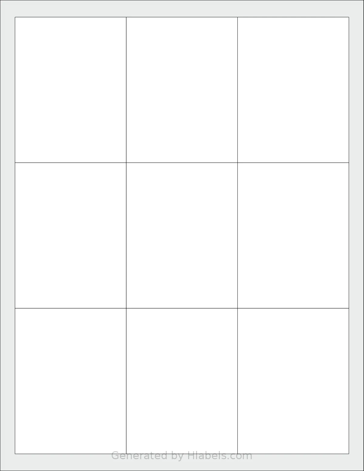 SheetLabels® SL1117 template with 9 rectangular 2.6 x 3.4 inch labels per sheet, on Letter-size adhesive blank label sheets.