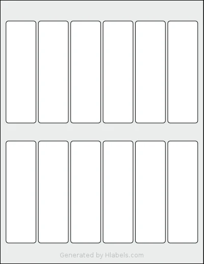 SheetLabels® SL1119 template with 12 rectangular 1.25 x 4.25 inch labels per sheet, on Letter-size adhesive blank label sheets.