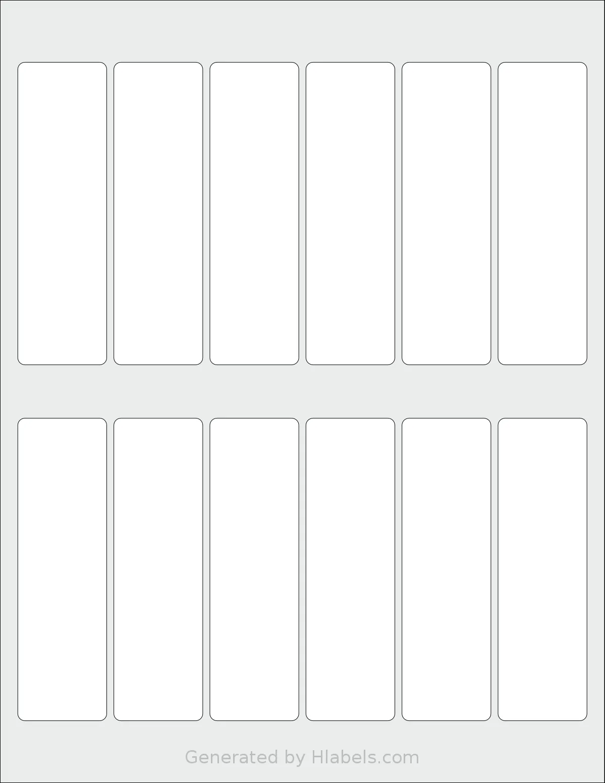 SheetLabels® SL1119 template with 12 rectangular 1.25 x 4.25 inch labels per sheet, on Letter-size adhesive blank label sheets.