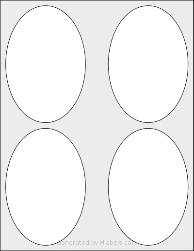 SheetLabels® SL1128 template with 4 oval 3.5 x 5.125 inch labels per sheet, on Letter-size adhesive blank label sheets.