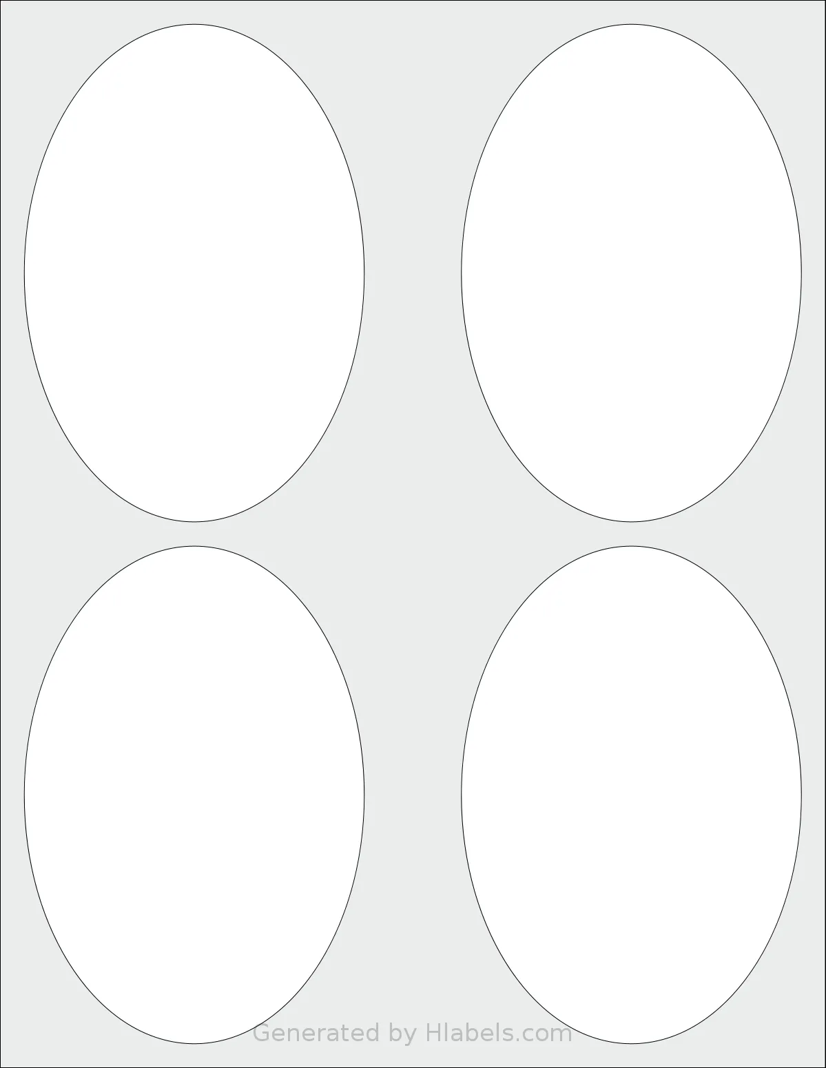 SheetLabels® SL1128 template with 4 oval 3.5 x 5.125 inch labels per sheet, on Letter-size adhesive blank label sheets.