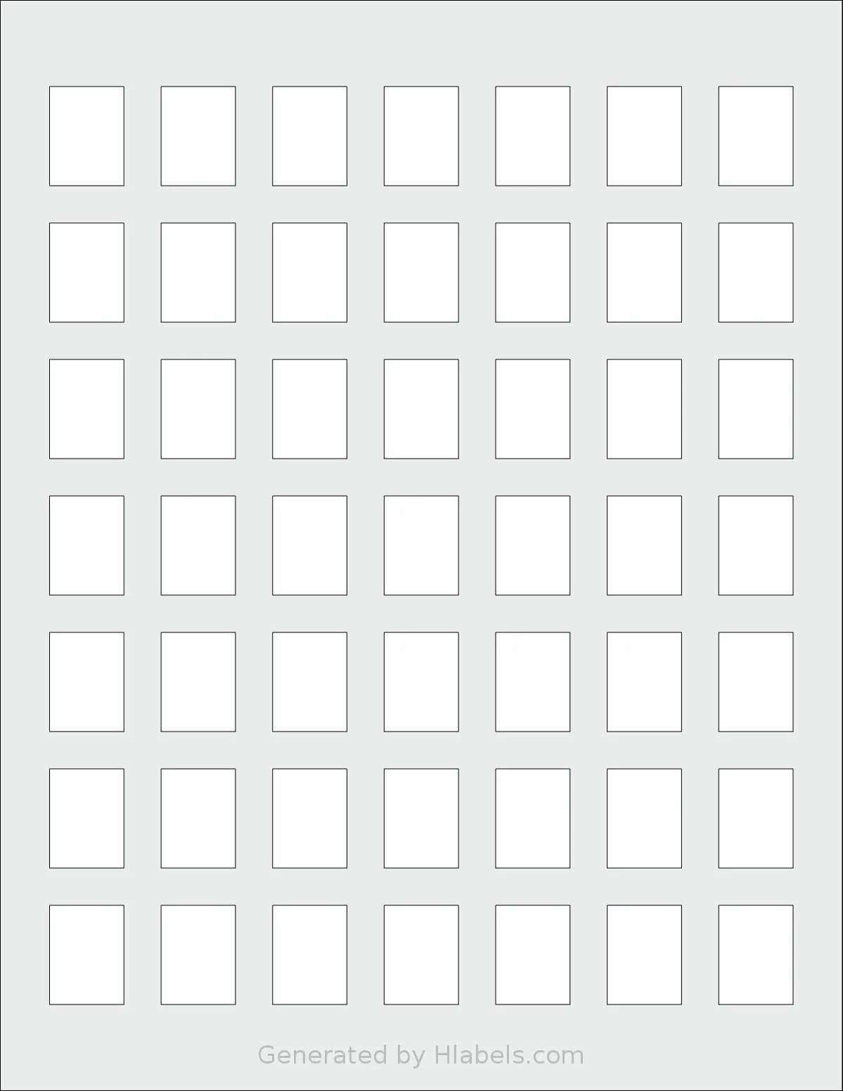 SheetLabels® SL1140 template with 49 rectangular 0.75 x 1 inch labels per sheet, on Letter-size adhesive blank label sheets.