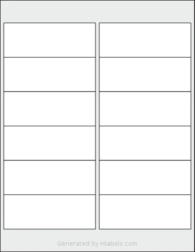 SheetLabels® SL116 template with 12 rectangular 4 x 1.5 inch labels per sheet, on Letter-size adhesive blank label sheets.