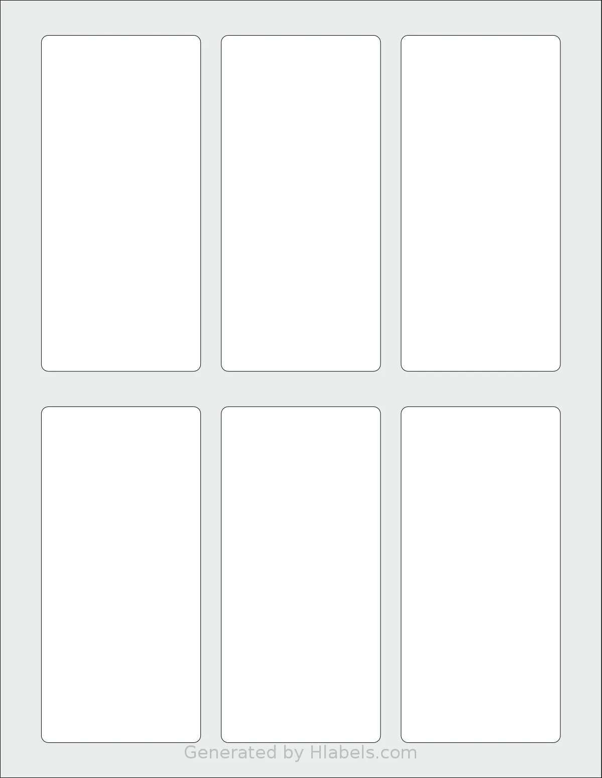 SheetLabels® SL1162 template with 6 rectangular 2.25 x 4.75 inch labels per sheet, on Letter-size adhesive blank label sheets.