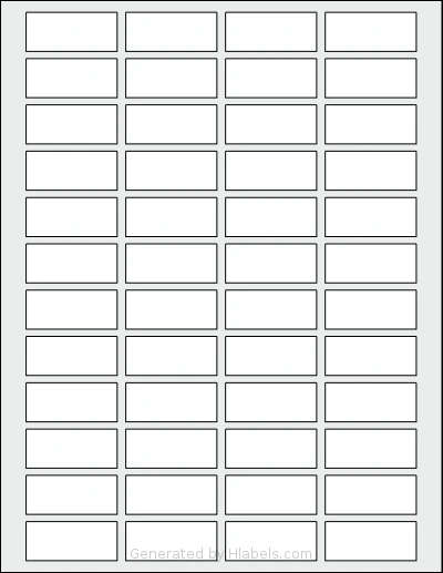 SheetLabels® SL1163 template with 48 rectangular 1.75 x 0.75 inch labels per sheet, on Letter-size adhesive blank label sheets.