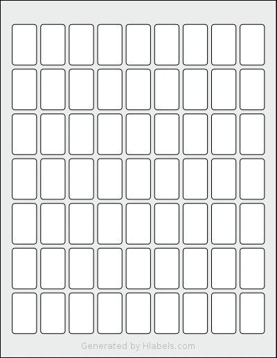 SheetLabels® SL1172 template with 63 rectangular 0.75 x 1.25 inch labels per sheet, on Letter-size adhesive blank label sheets.