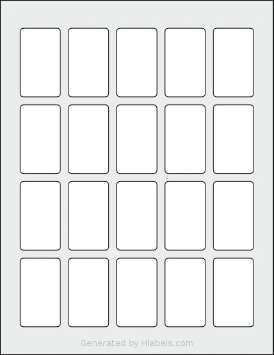 SheetLabels® SL1184 template with 20 rectangular 1.25 x 2.125 inch labels per sheet, on Letter-size adhesive blank label sheets.