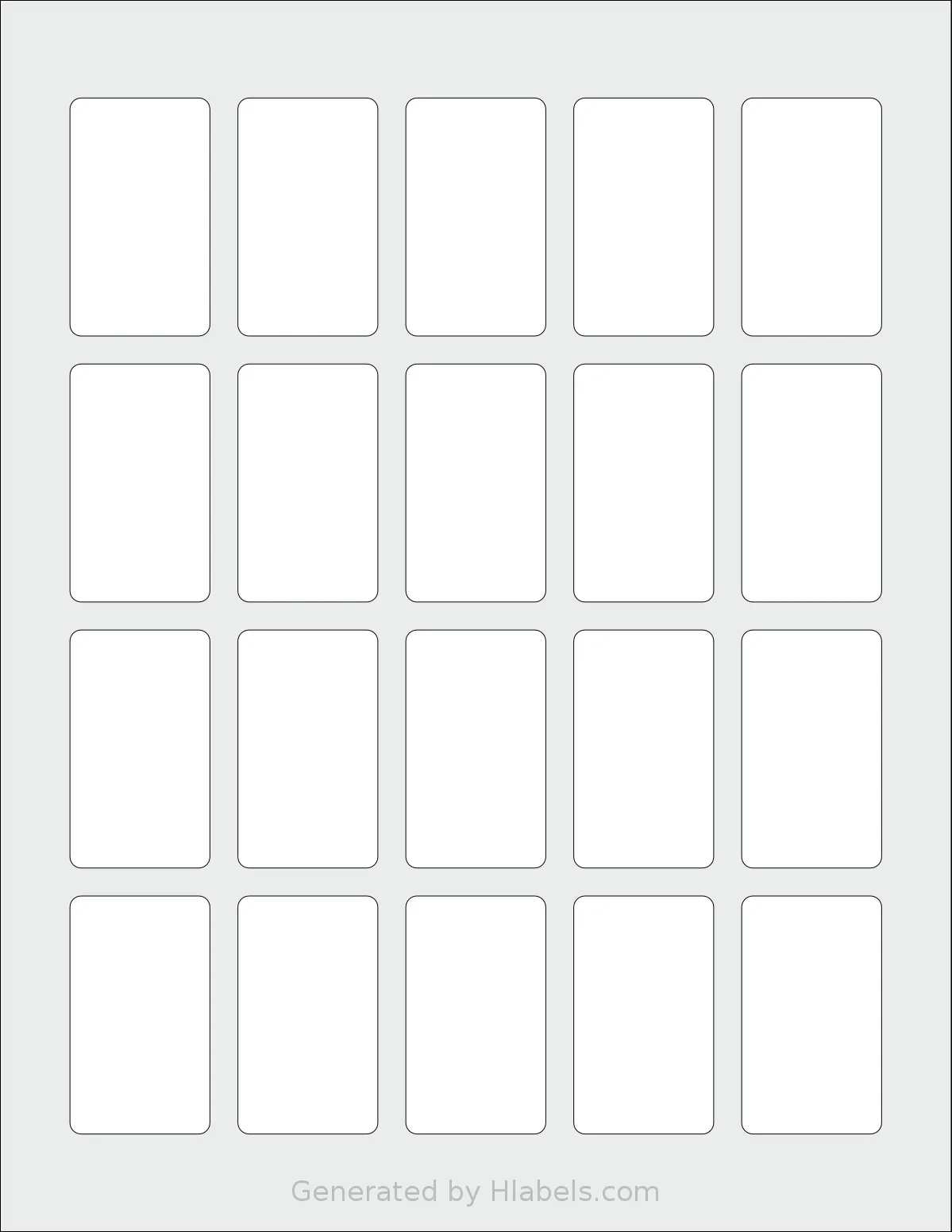 SheetLabels® SL1184 template with 20 rectangular 1.25 x 2.125 inch labels per sheet, on Letter-size adhesive blank label sheets.
