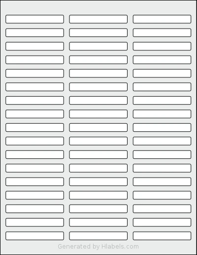 SheetLabels® SL1214 template with 51 rectangular 2.5 x 0.35 inch labels per sheet, on Letter-size adhesive blank label sheets.