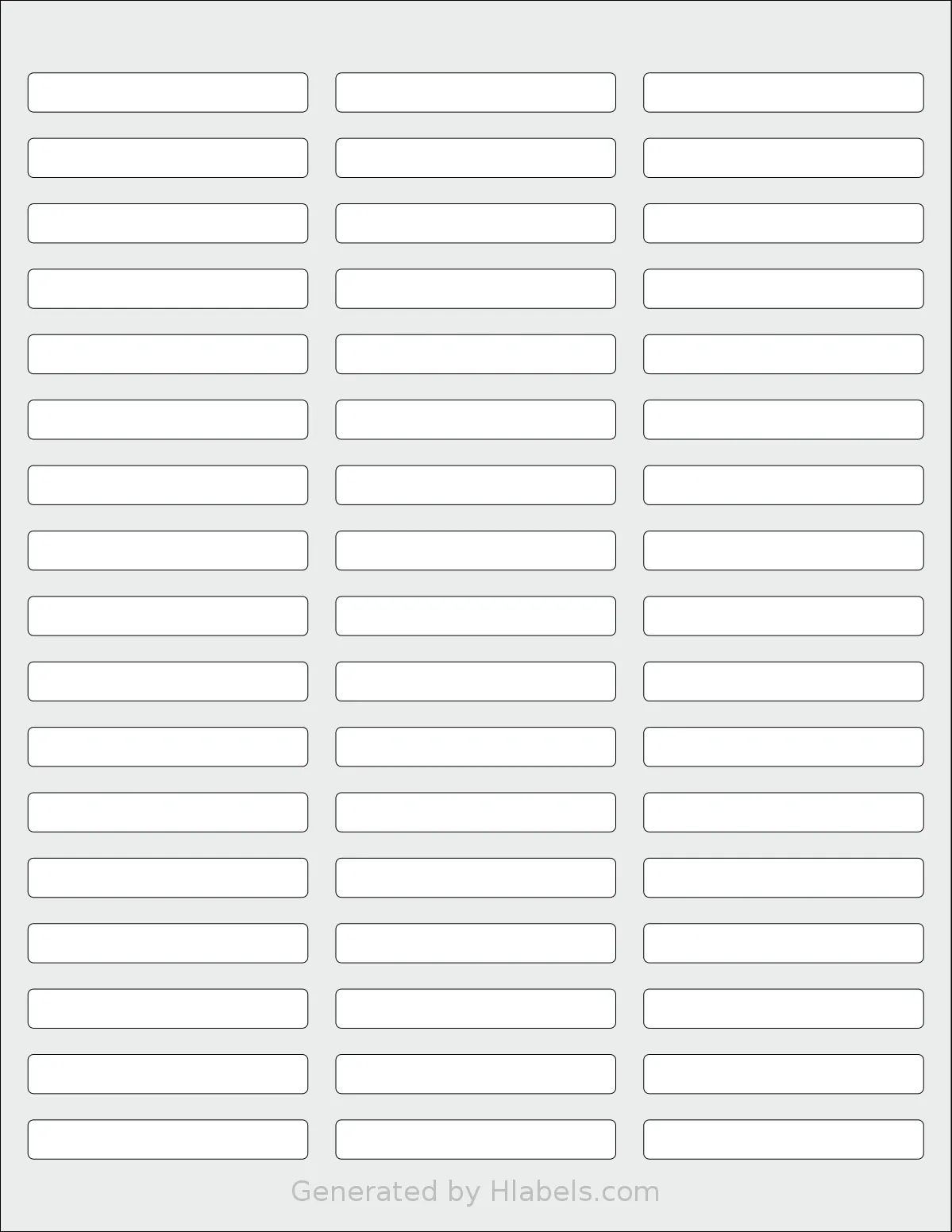 SheetLabels® SL1214 template with 51 rectangular 2.5 x 0.35 inch labels per sheet, on Letter-size adhesive blank label sheets.
