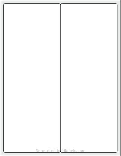 SheetLabels® SL1227 template with 2 rectangular 4 x 10.5 inch labels per sheet, on Letter-size adhesive blank label sheets.