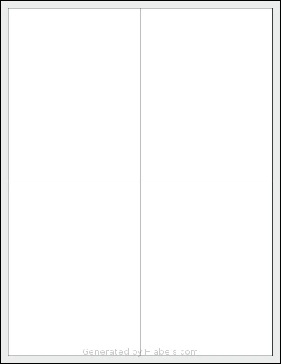 SheetLabels® SL1228 template with 4 rectangular 4 x 5.25 inch labels per sheet, on Letter-size adhesive blank label sheets.