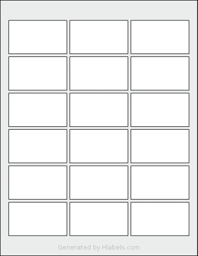 SheetLabels® SL1240 template with 18 rectangular 2.5 x 1.4376 inch labels per sheet, on Letter-size adhesive blank label sheets.