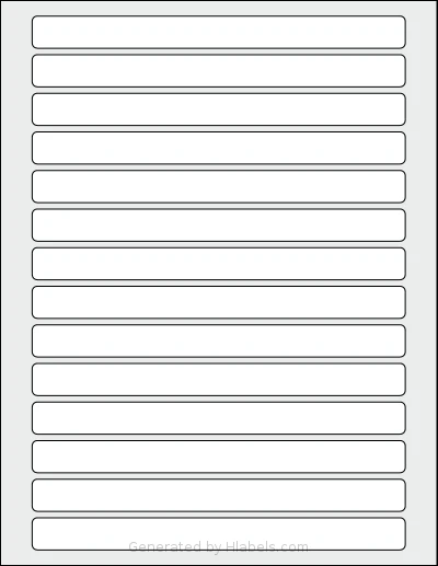 SheetLabels® SL1241 template with 14 rectangular 7.25 x 0.625 inch labels per sheet, on Letter-size adhesive blank label sheets.