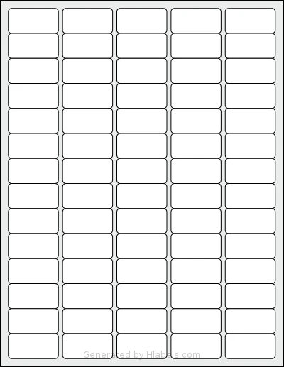 SheetLabels® SL1243 template with 70 rectangular 1.5 x 0.75 inch labels per sheet, on Letter-size adhesive blank label sheets.