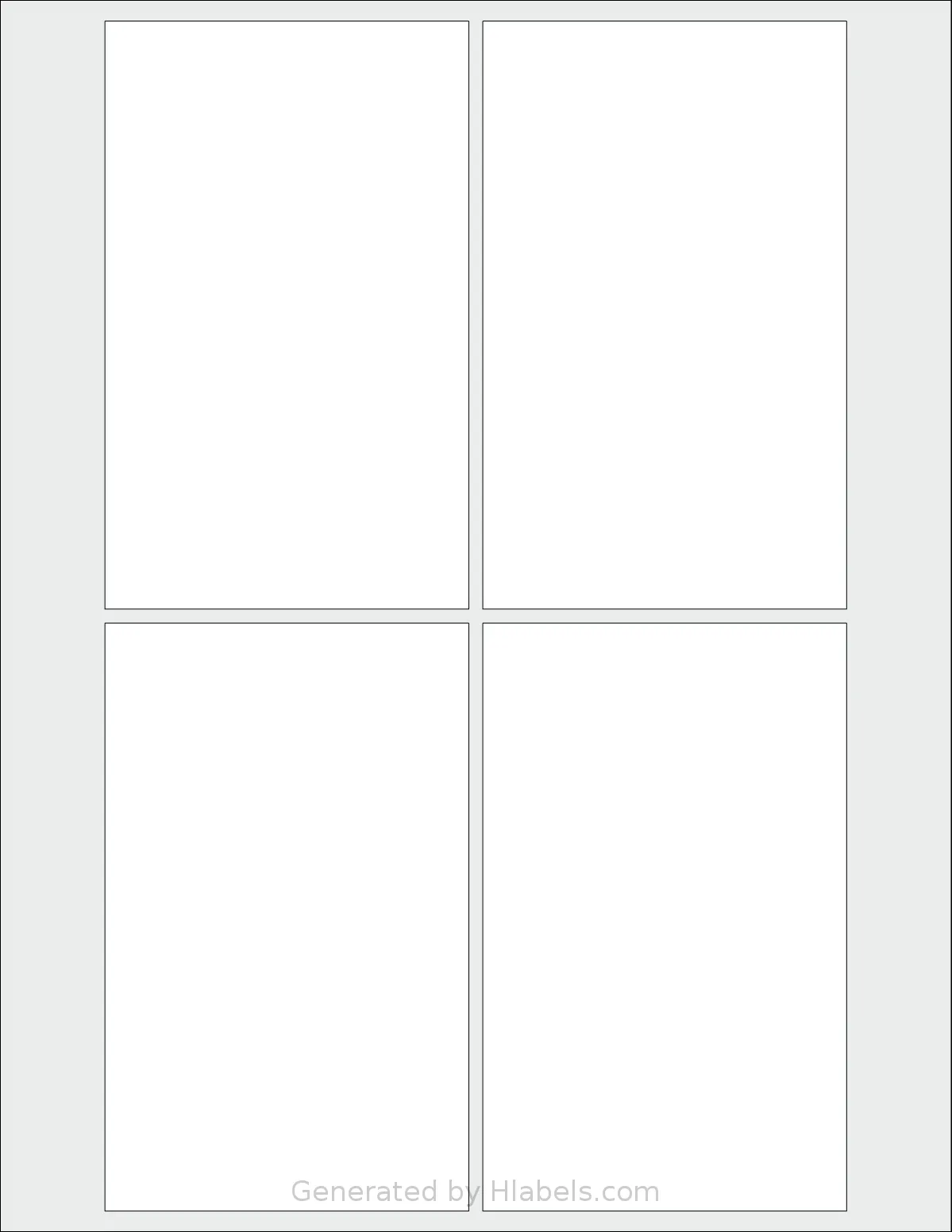 SheetLabels® SL1256 template with 4 rectangular 3.25 x 5.25 inch labels per sheet, on Letter-size adhesive blank label sheets.