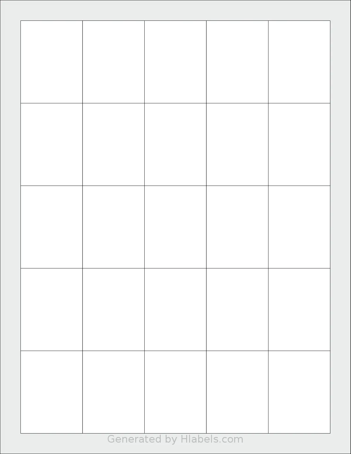 SheetLabels® SL1260 template with 25 rectangular 1.5 x 2 inch labels per sheet, on Letter-size adhesive blank label sheets.