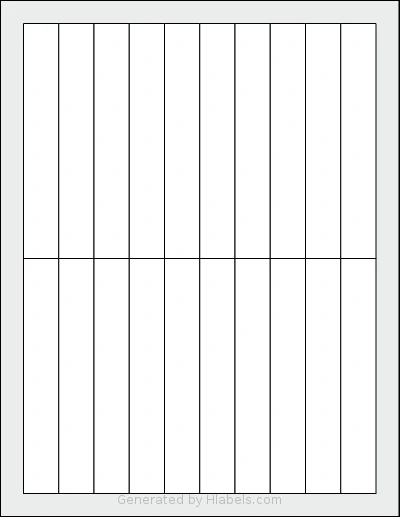 SheetLabels® SL1264 template with 20 rectangular 0.75 x 5 inch labels per sheet, on Letter-size adhesive blank label sheets.