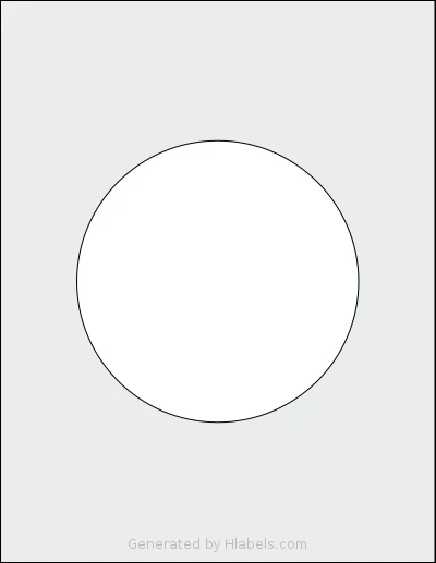 SheetLabels® SL129 template with 1 circle labels per sheet, each 5.5 inch in diameter, on Letter-size adhesive blank label sheets.