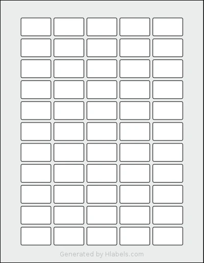 SheetLabels® SL1293 template with 55 rectangular 1.25 x 0.75 inch labels per sheet, on Letter-size adhesive blank label sheets.