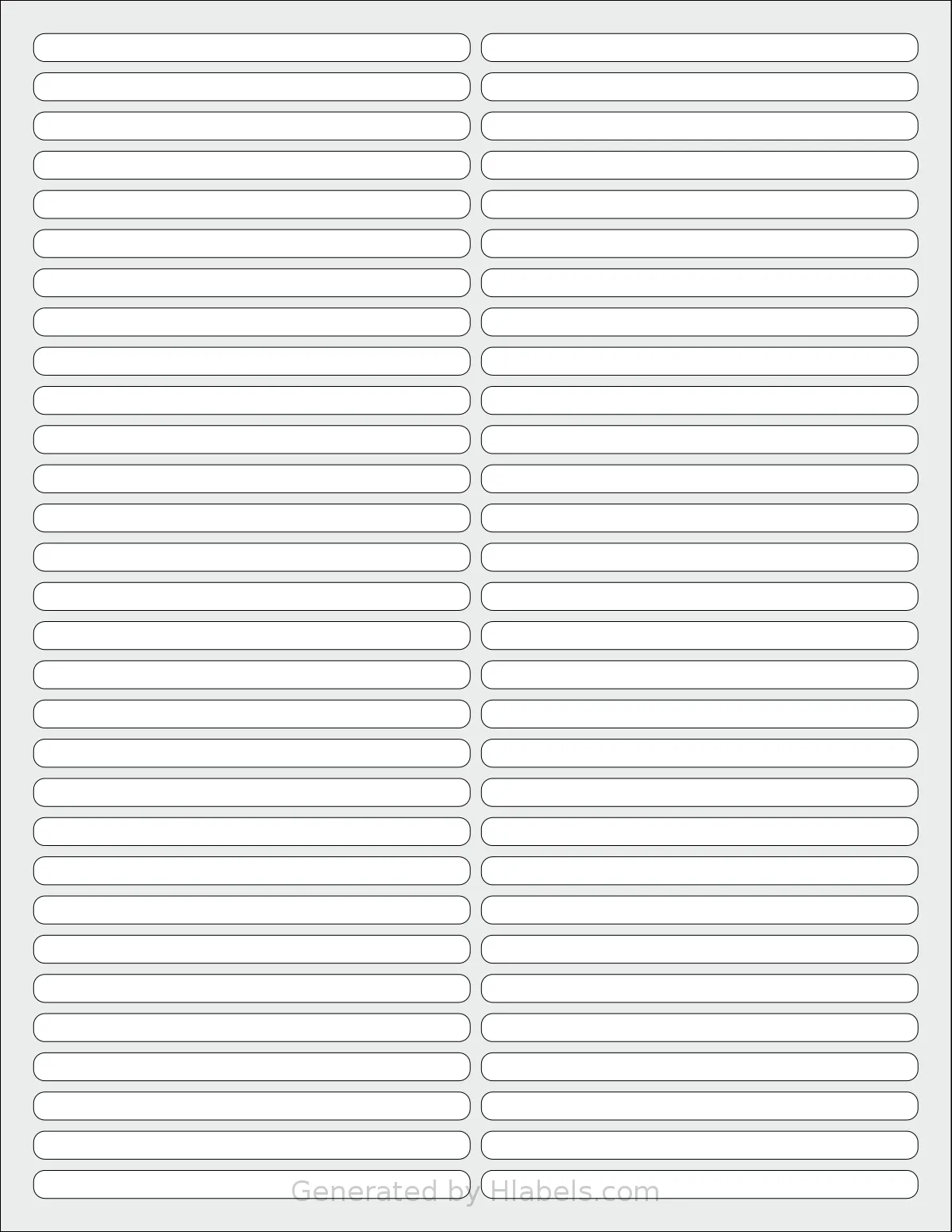 SheetLabels® SL130 template with 60 rectangular 3.9 x 0.25 inch labels per sheet, on Letter-size adhesive blank label sheets.