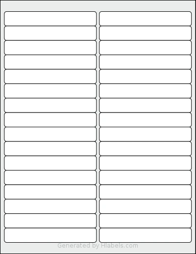 SheetLabels® SL131 template with 32 rectangular 4 x 0.625 inch labels per sheet, on Letter-size adhesive blank label sheets.